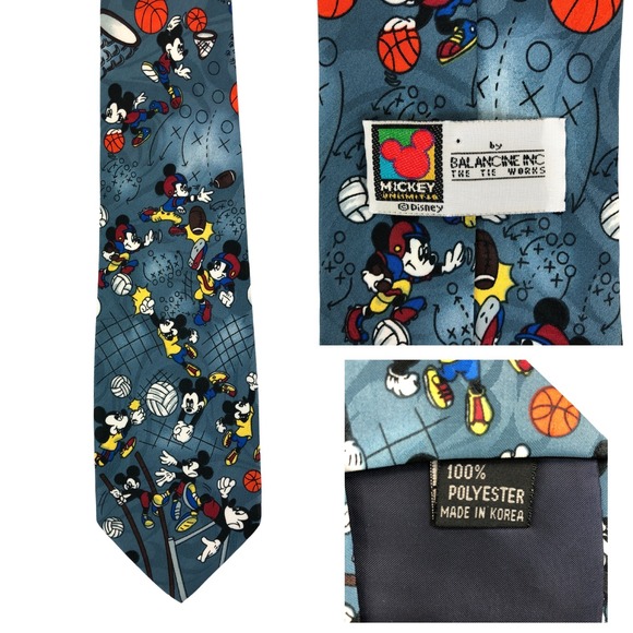 VTG‎ 90s Mickey Unlimited Balancine Neck Tie Mickey Mouse Sports Cartoon Retro - Picture 1 of 6
